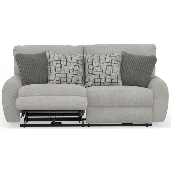Beyla Deep Seating Power Reclining Sofa with USB Charging Ports Latitude Run Fabric Cream Chenille
